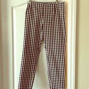 White checker print pants